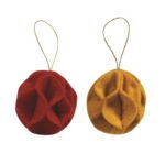 Blue - 2 boules feutre, rouge et ocre