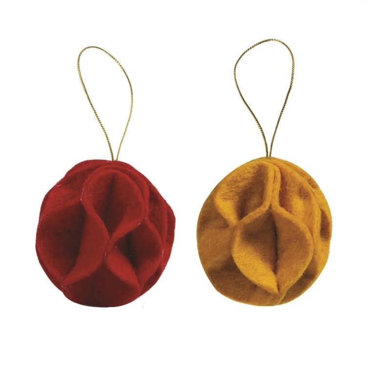 blue-fk154-lot-boules-feutre-rouge-ocre.jpg Blue - 2 boules feutre, rouge et ocre - Afbeelding 1
