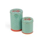 Froy & Dind - box, cilindervormig, 2 st: 15 x 10 cm en 11 x 9 cm, cherry