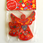 Global Affairs - houten hanger, engel, rood, 2 stuks
