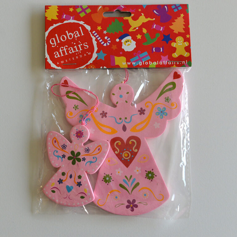 global-affairs-houten-hanger-engel-roze.jpg Global Affairs - houten hanger, engel, roze, 2 stuks - Afbeelding 1