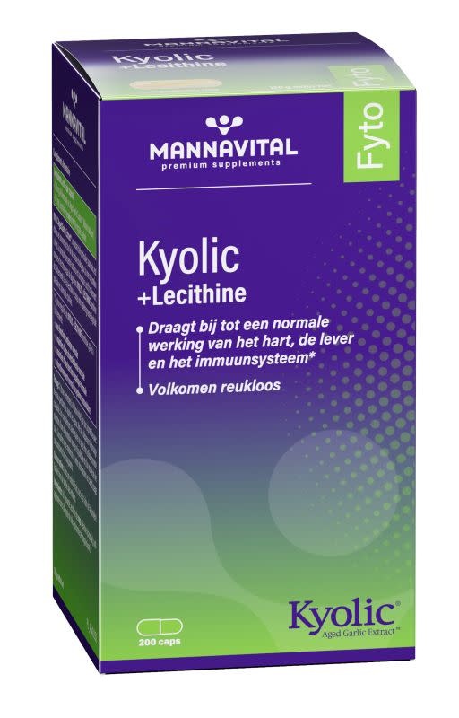 mannavital-kyolic-lecithine-200-caps.jpg Mannavital - Kyolic + lecithine, 200 capsules - Afbeelding 1