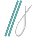 Minikoioi - Flexi straws (2pcs+brush), green