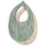 Mushie - Muslin bibs 2-pack, Roman green/Fog
