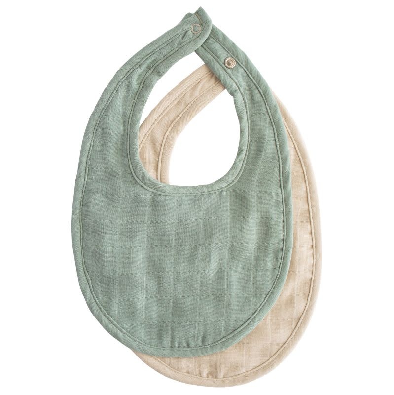 mushie-muslin-bib-2pack-romangreen-fog.jpg Mushie - Muslin bibs 2-pack, Roman green/Fog - Afbeelding 1