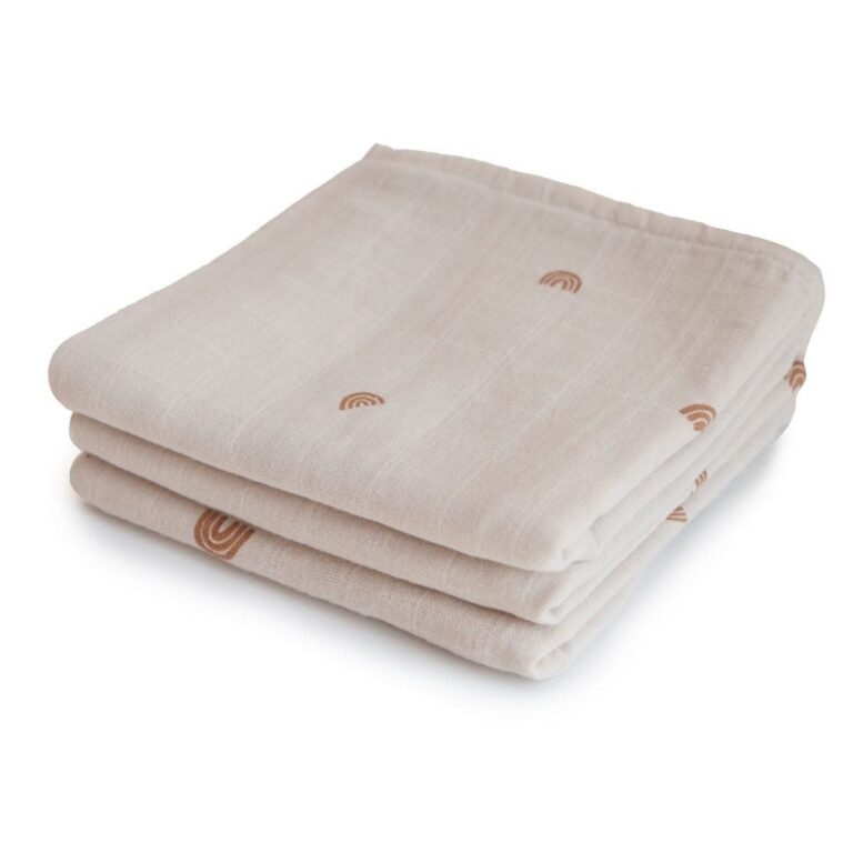 mushie-muslin-cloth-3-pack-rainbow.jpg Mushie - Muslin cloth 3-pack, Rainbow - Afbeelding 1