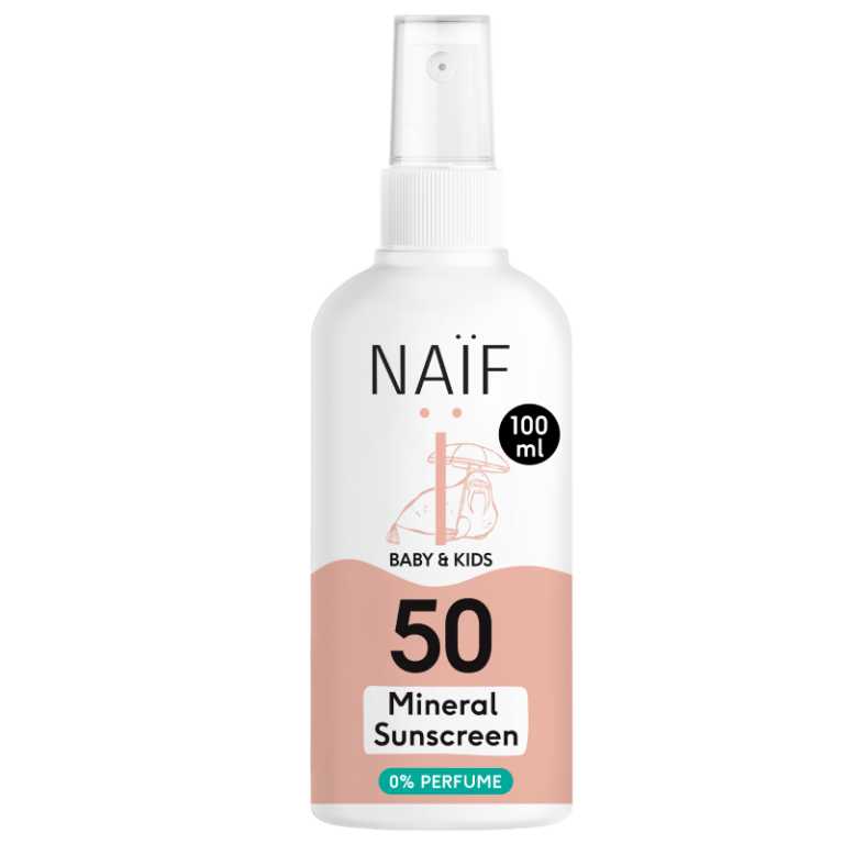 naif-mineral-sunscreen-spray-baby-kids.png Naif - Mineral sunscreen spray, baby & kids, SPF50 - Afbeelding 1