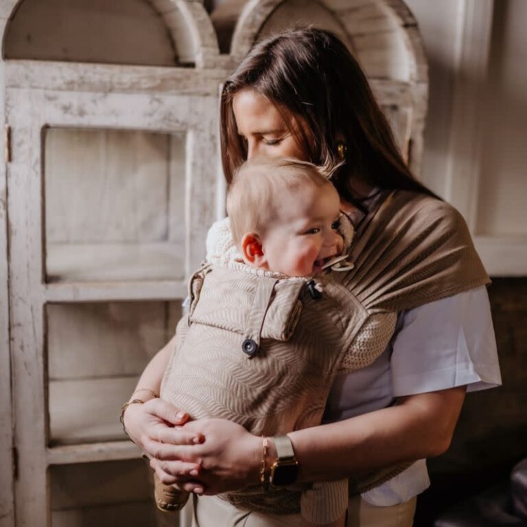 pbl-wrap-and-go-print-palm-taupe.jpg Pure Baby Love - Wrap & Go Print Palm taupe, baby - Afbeelding 1