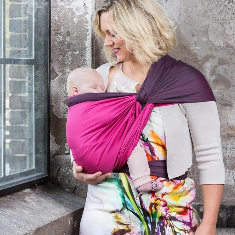 pure-baby-love-luxury-fuchsia-donkergrijs.jpg Pure Baby Love - Geweven doek Luxury Organic Dark Grey & Fuchsia Double, maat 6 (4,60 m) - Afbeelding 1