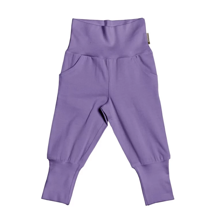 Pants_Baby_Rib_Solid_PURPLE Maxomorra - baby pants rib, solid purple - Afbeelding 1