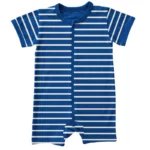 Maxomorra - rompersuit zipper, ss, stripes blue