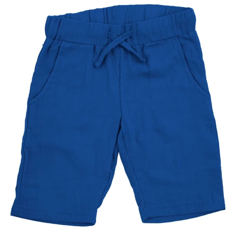 Shorts_Knee_Muslin_Solid_BLUE Maxomorra - knee shorts, muslin, solid blue - Afbeelding 1